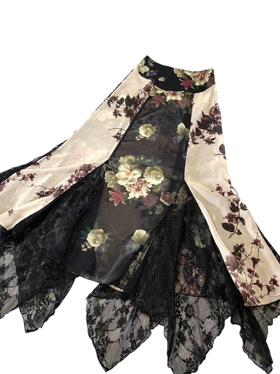 Dolls Kill Dresses & Skirts - Dolls Kill Widow Maxi Skirt XXS Black Floral Lace Boho Whimsigoth Fairy Grunge